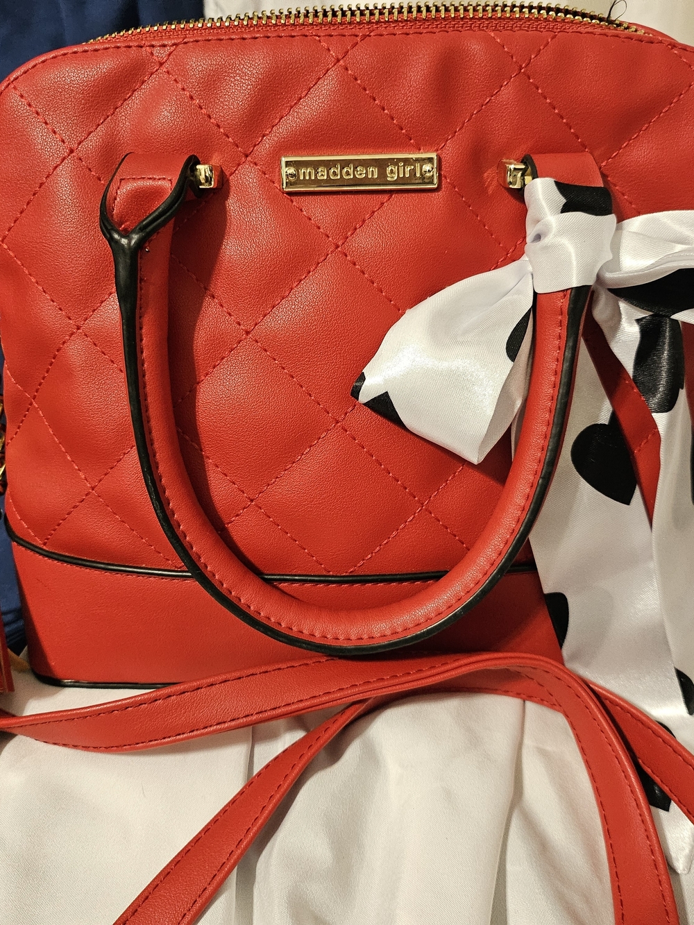 madden girl Red Quilted Dome Satchel
